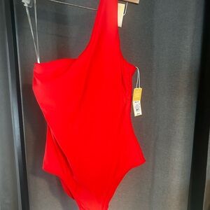 New with tags Kona Sol Vibrant sexy Red One Shoulder Swimsuit size medium 8-10